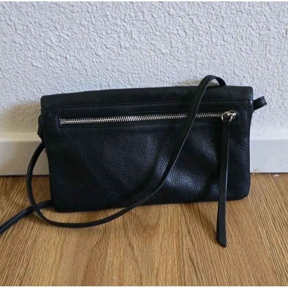 MARGOT Black Leather Crossbody Handbag Purse Shoulderbag Boho Hobo Chain